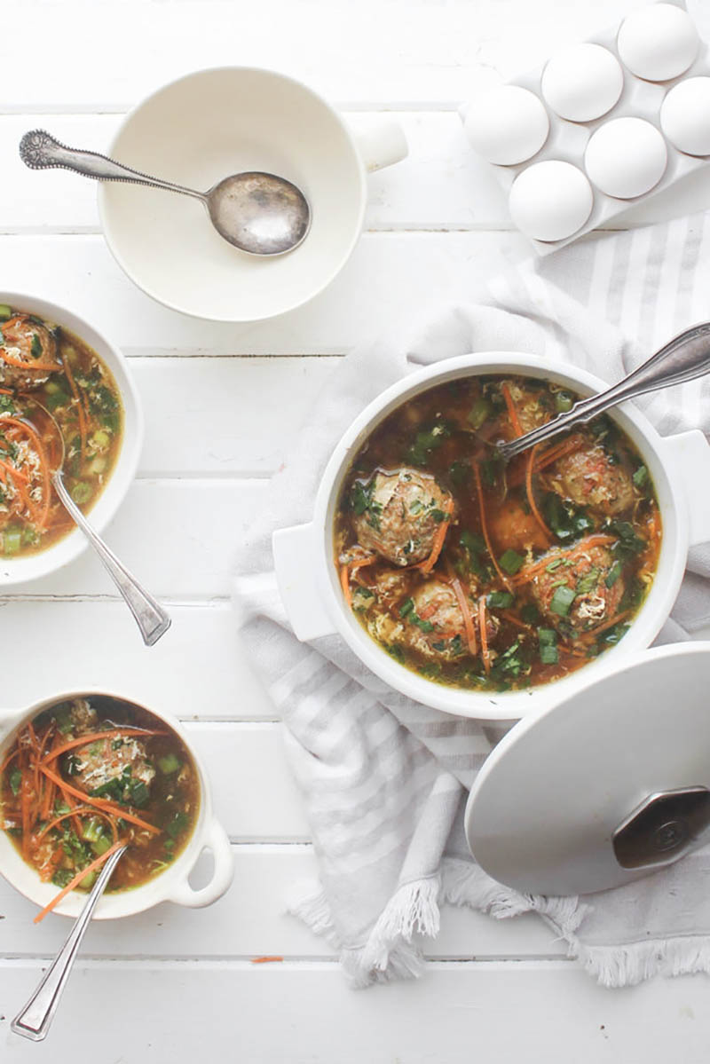 Thai Meatball Egg Drop Soup | 27th and Olive