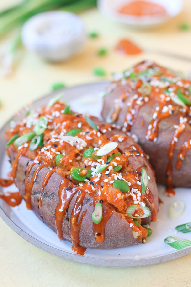Vegan Korean Stuffed Sweet Potatoes | Abbey's Kitchen