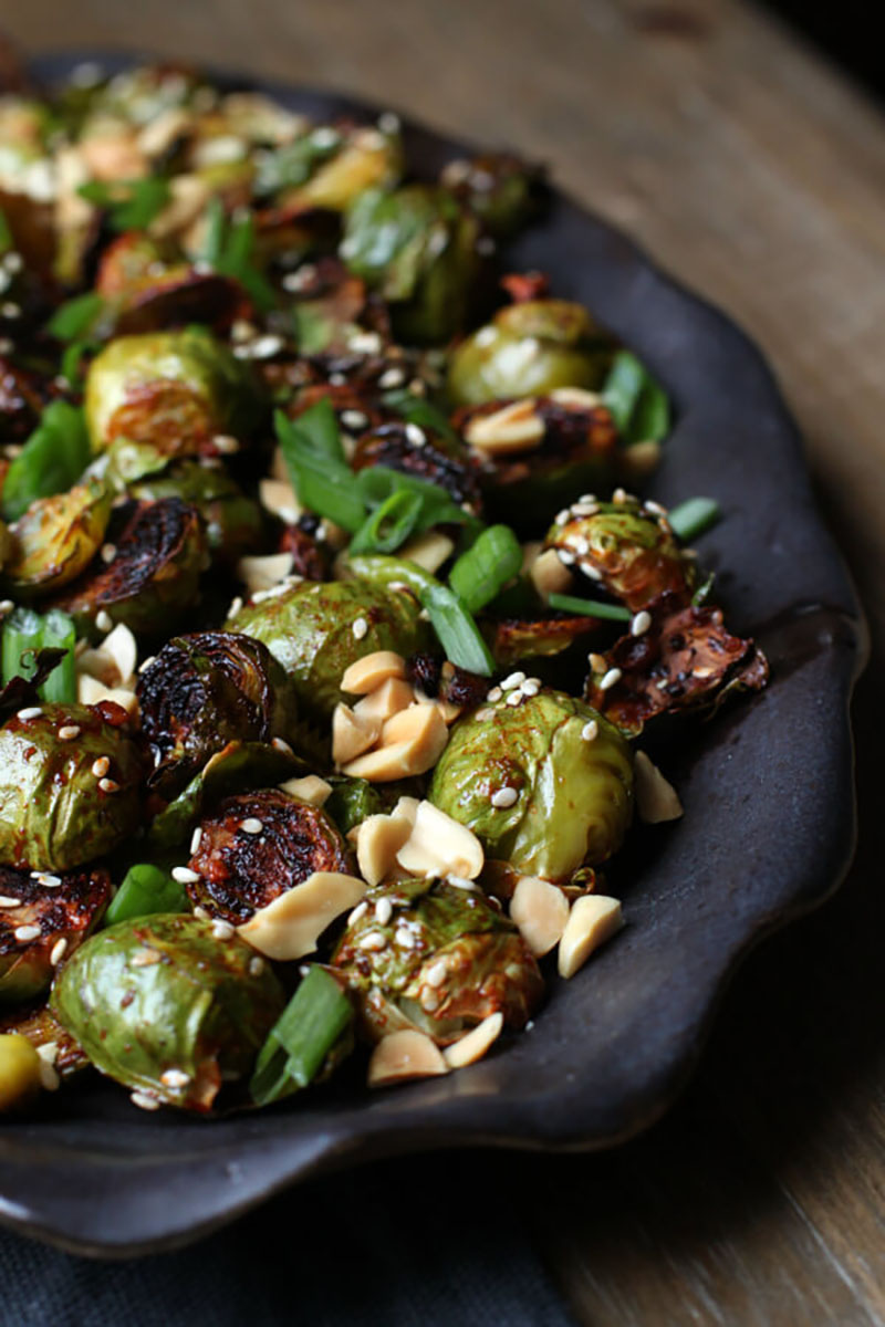 Maple Gochujang Roasted Brussels Sprouts | Dish 'n' the Kitchen