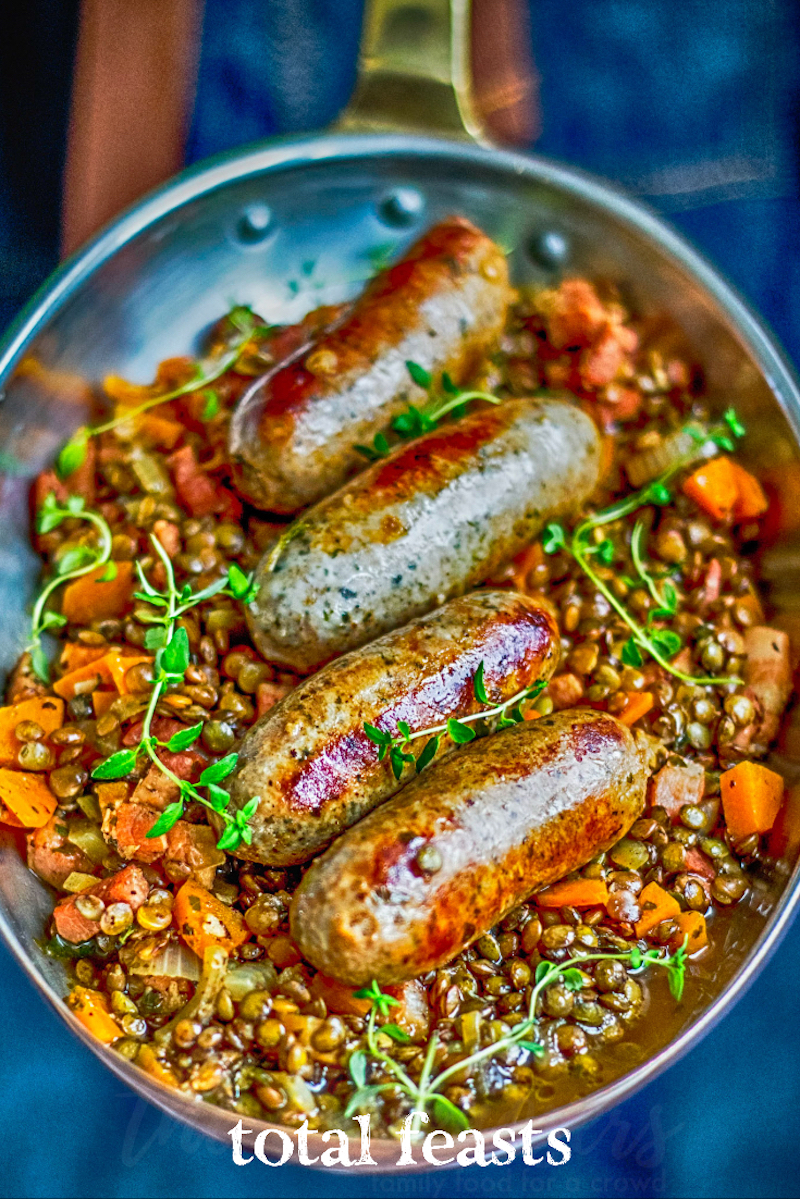 Apple Cider and Sausage Lentil Casserole | Total Feasts