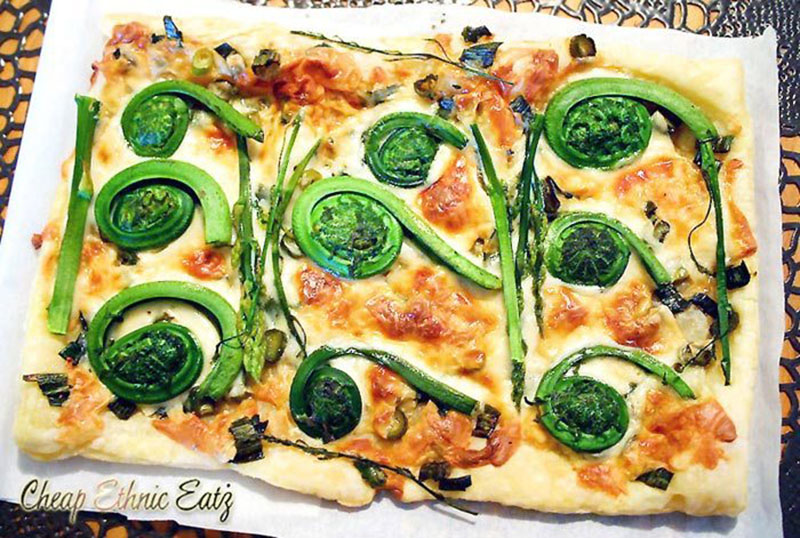 Fiddlehead and Wild Asparagus California Pizza | CulturEatz