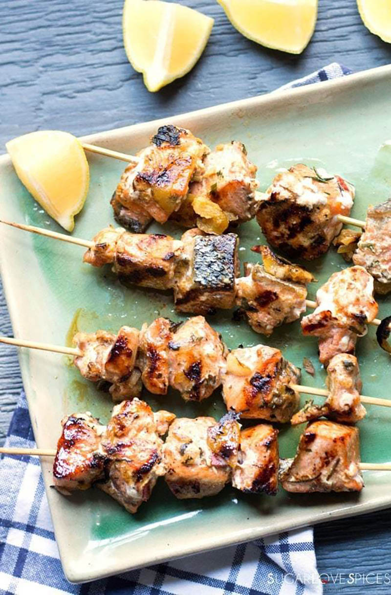 Lemongrass Ginger Salmon Skewers