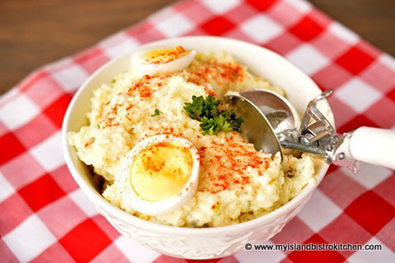 Potato Salad with an ice cream scoop