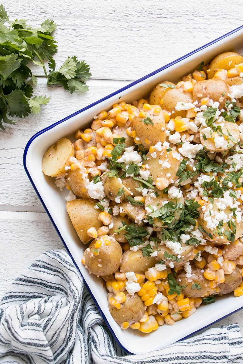 Mexican Street Corn Potato Salad ready for serving
