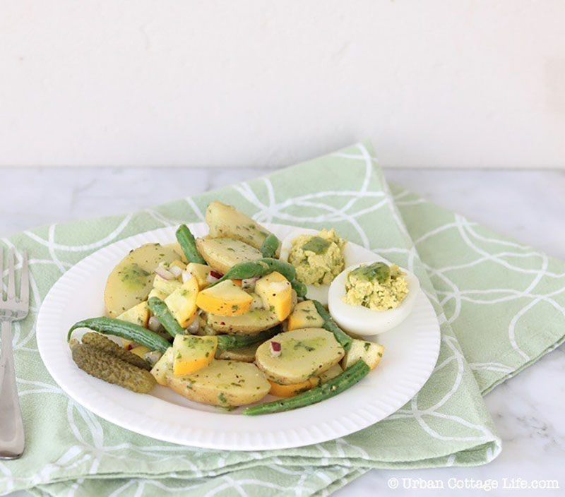 Serving of potato salad on a plate