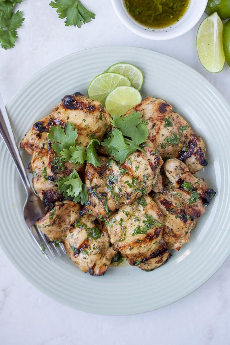 A platter of grilled cilantro lime chicken