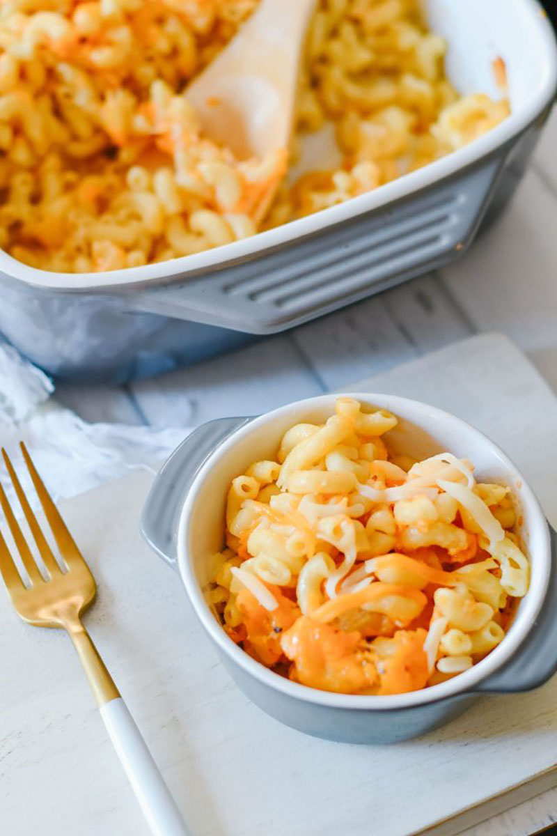 Bowl of baked mac and cheese