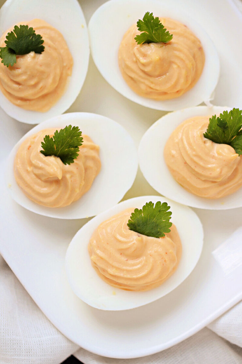 A platter of Moroccan Deviled Eggs