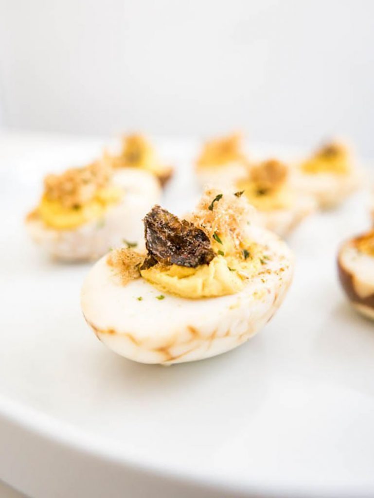 a chinese tea leaf deviled egg