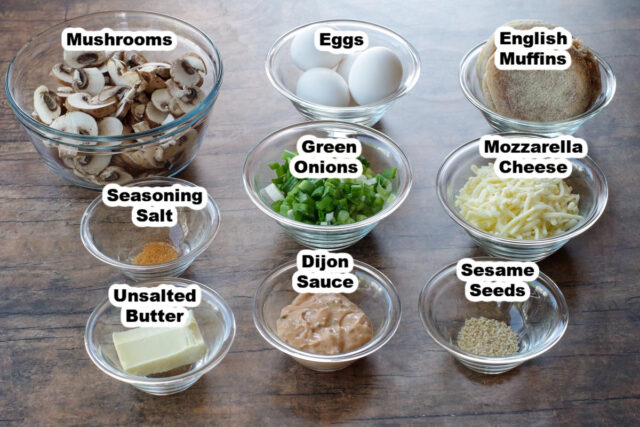 Mushrooms, cheese, green onion, butter, eggs