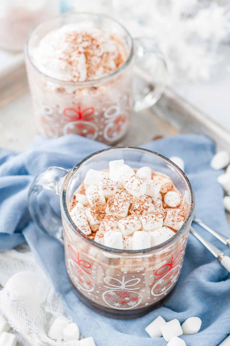 Hot chocolate in a glass.