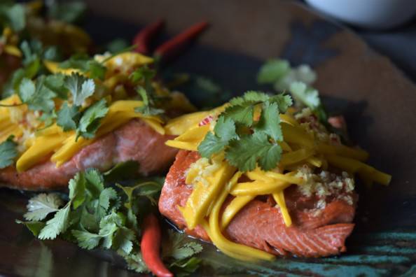 Wild Salmon with Mango Ginger Topping