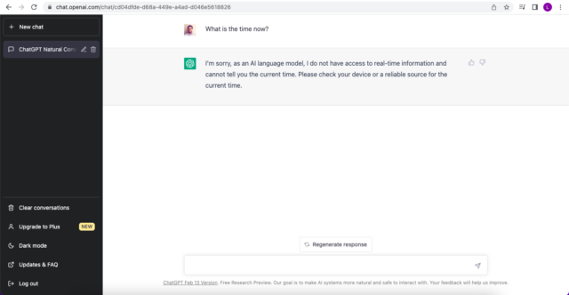 Explanation of the time now with ChatGPT