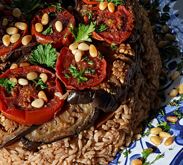 Vegan Makloubeh, Palestinian Flipped Rice