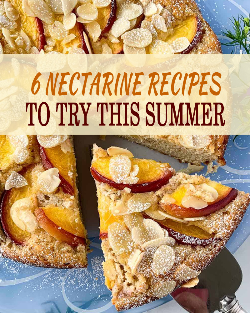 Flourless nectarine cake with almonds.