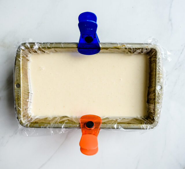 Vegan hazelnut Ice cream in a tray.