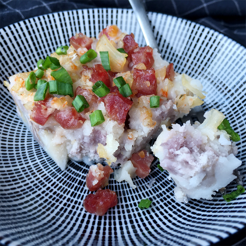 Chinese Taro Cake on a plate