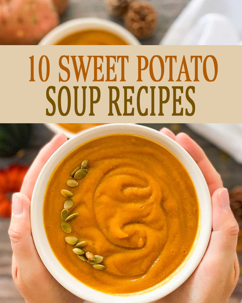 hands holding bowl of sweet potato soup. 