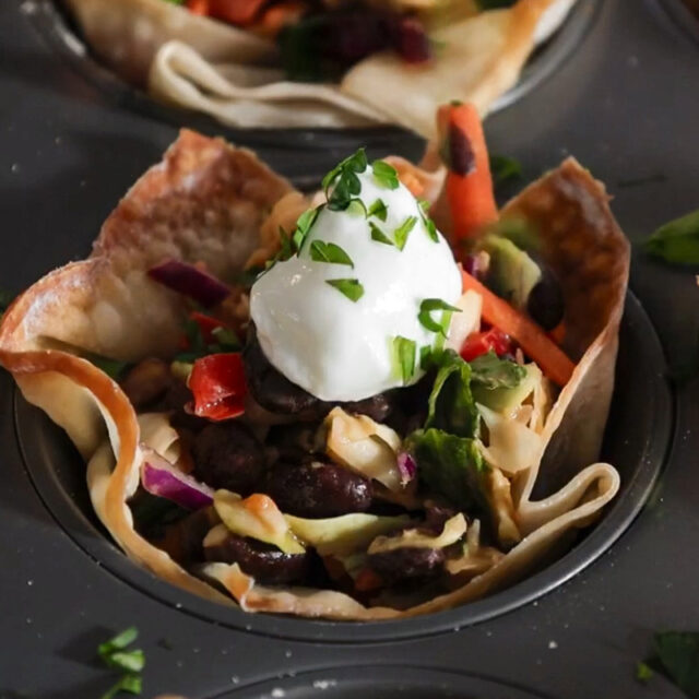 Chipotle ranch black bean fiesta salad cups.