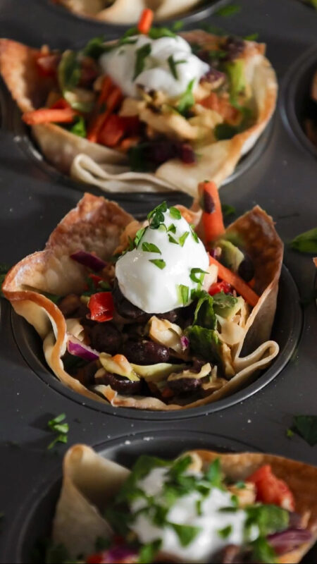 Chipotle ranch black bean fiesta salad cups.