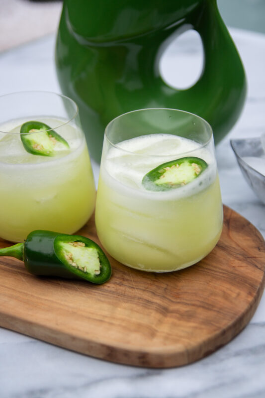 Cucumber lemonade with jalapeno.