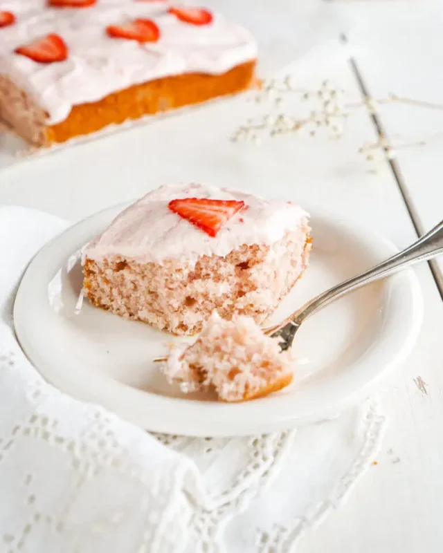 Strawberry sheet cake.