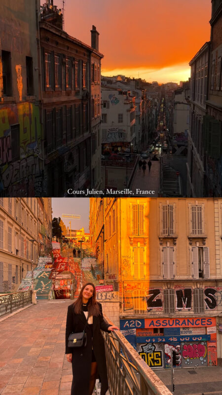 Travel photos of a girl in France.