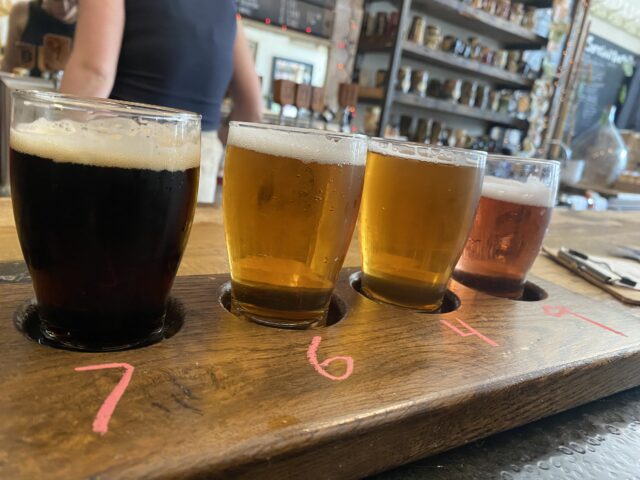 Flight glasses with beer.